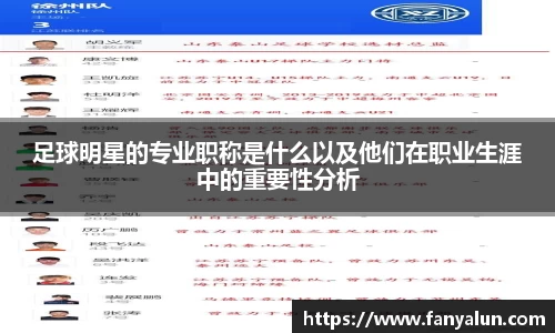 足球明星的专业职称是什么以及他们在职业生涯中的重要性分析